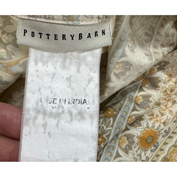 Pottery Barn Blythe Paisley Gold Ivory X2 Standard Pillow Shams Organic Cotton - Picture 5 of 12